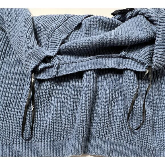 Lulu's Just For You Backless Knit Pullover Sweater V Back Blue Oversize Size M - Picture 7 of 7
